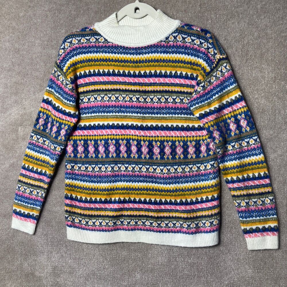 Talbots Fair Isle Sweater Womens SP Multicolor Cottagecore Cozy Classic Preppy